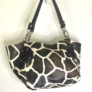 Bueno Stylish Two Tone  Brown & Cream Larger Purse / Bag Giraffe Print
